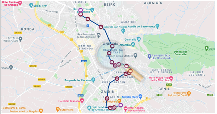 Mapa recorrido cabalgata granada 2022